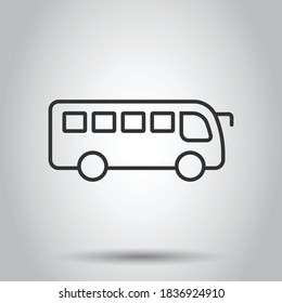 Bus icon in flat style. Coach vector illustration on white isolated background. Autobus vehicle business concept.