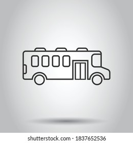 Bus icon in flat style. Coach vector illustration on white isolated background. Autobus vehicle business concept.