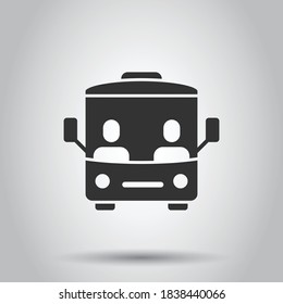 Bus icon in flat style. Coach vector illustration on white isolated background. Autobus vehicle business concept.