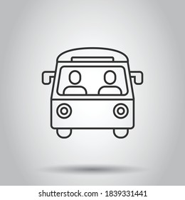 Bus icon in flat style. Coach vector illustration on white isolated background. Autobus vehicle business concept.