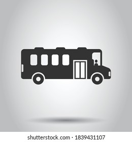 Bus icon in flat style. Coach vector illustration on white isolated background. Autobus vehicle business concept.