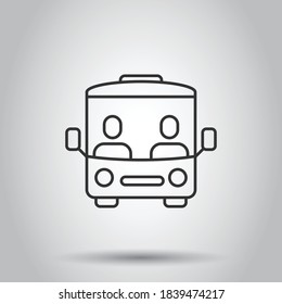 Bus icon in flat style. Coach vector illustration on white isolated background. Autobus vehicle business concept.