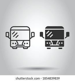 Bus icon in flat style. Coach vector illustration on white isolated background. Autobus vehicle business concept.