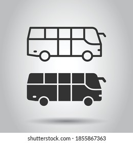 Bus icon in flat style. Coach vector illustration on white isolated background. Autobus vehicle business concept.