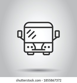 Bus icon in flat style. Coach vector illustration on white isolated background. Autobus vehicle business concept.