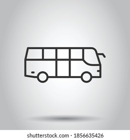 Bus icon in flat style. Coach vector illustration on white isolated background. Autobus vehicle business concept.