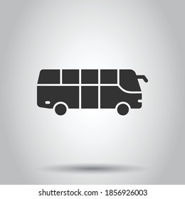 Bus icon in flat style. Coach vector illustration on white isolated background. Autobus vehicle business concept.