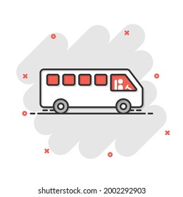 Bus icon in flat style. Coach vector illustration on white isolated background. Autobus vehicle business concept.