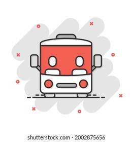 Bus icon in flat style. Coach vector illustration on white isolated background. Autobus vehicle business concept.