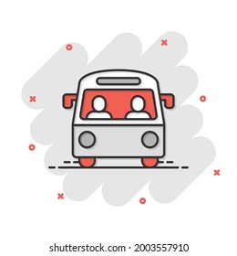 Bus icon in flat style. Coach vector illustration on white isolated background. Autobus vehicle business concept.