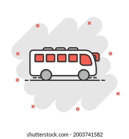 Bus icon in flat style. Coach vector illustration on white isolated background. Autobus vehicle business concept.