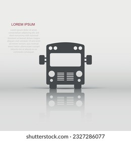 Bus icon in flat style. Coach car vector illustration on white isolated background. Autobus business concept.