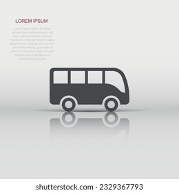 Bus icon in flat style. Coach vector illustration on white isolated background. Autobus vehicle business concept.