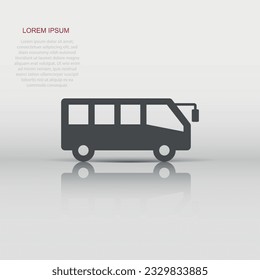 Bus icon in flat style. Coach vector illustration on white isolated background. Autobus vehicle business concept.