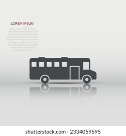 Bus icon in flat style. Coach vector illustration on white isolated background. Autobus vehicle business concept.