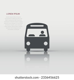 Bus icon in flat style. Coach vector illustration on white isolated background. Autobus vehicle business concept.