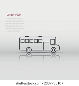 Bus icon in flat style. Coach vector illustration on white isolated background. Autobus vehicle business concept.