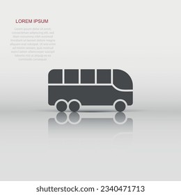 Bus icon in flat style. Coach vector illustration on white isolated background. Autobus vehicle business concept.