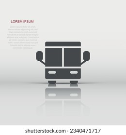 Bus icon in flat style. Coach vector illustration on white isolated background. Autobus vehicle business concept.