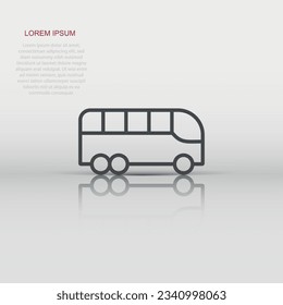 Bus icon in flat style. Coach vector illustration on white isolated background. Autobus vehicle business concept.