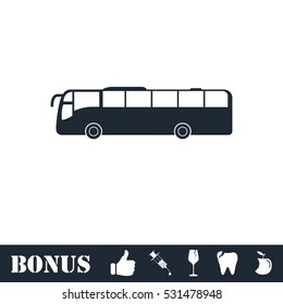 Bus icon flat. Vector illustration symbol and bonus pictogram