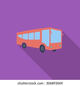 Bus icon. Flat vector related icon with long shadow for web and mobile applications. It can be used as - logo, pictogram, icon, infographic element. Vector Illustration.