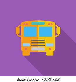 Bus icon. Flat vector related icon with long shadow for web and mobile applications. It can be used as - logo, pictogram, icon, infographic element. Vector Illustration.