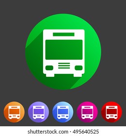 Bus icon flat web sign symbol logo label set