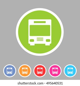 Bus icon flat web sign symbol logo label set