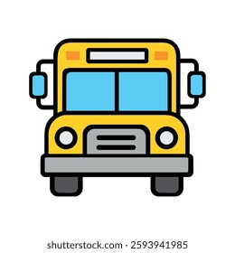 Bus icon front view of a classic yellow school bus