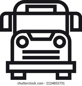 Icono de bus. Vista frontal del transporte público en estilo lineal