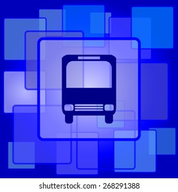 Bus icon. Internet button on abstract background. 
