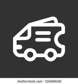 Bus icon isolated on black background. Bus vector logo. Flat design style. Modern vector pictogram for web graphics - stock vector