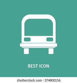 Bus Icon Isolated on blue Background. Logo design element. Vector Silhouette.