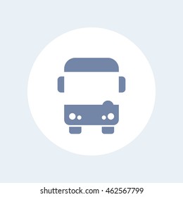 Bus icon isolated on white, front view, vector illustration