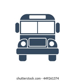 Bus icon isolated. Vector illustration. Flat design style. School bus black silhouette on a white background. Can used as a road sign, for web design, print.