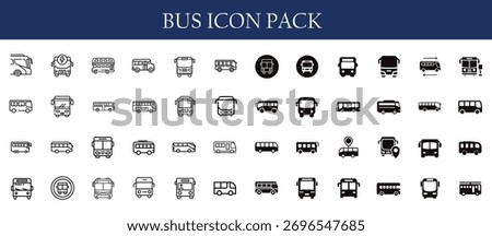 Bus Icon and bus line and fill icon pack