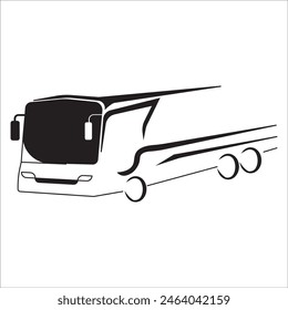 bus icon in line and flat style