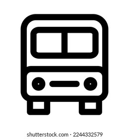 Bus icon line isolated on white background. Black flat thin icon on modern outline style. Linear symbol and editable stroke. Simple and pixel perfect stroke vector illustration. 
