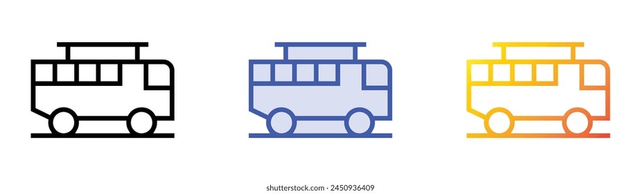 bus icon. Linear, Blue Fill and Gradient Style Design Isolated On White Background