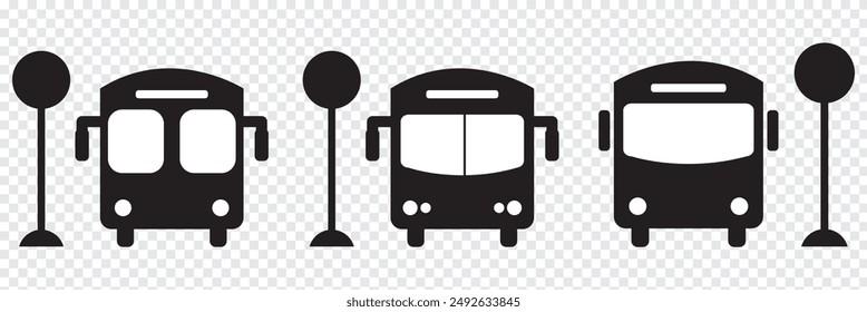 Bus icon, logo isolated on transparent background. Eps 10.