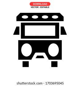 Icono de bus o logotipo símbolo de signo aislado ilustración vectorial - iconos vectoriales de estilo negro de alta calidad
