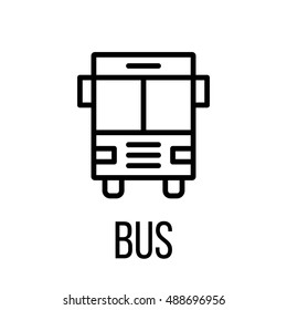 Bus icon or logo in modern line style. High quality black outline pictogram for web site design and mobile apps. Vector illustration on a white background. 