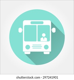 Bus  - icon with long shadow, flat design. Vector illustration.
