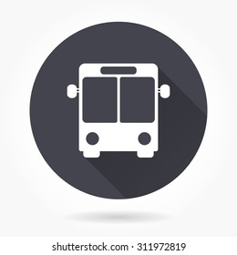 Bus  icon with long shadow, flat design. Vector illustration.
