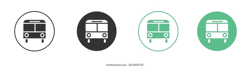 Ícone de barramento Conjunto de ícones mínimos do vetor de linha plana.