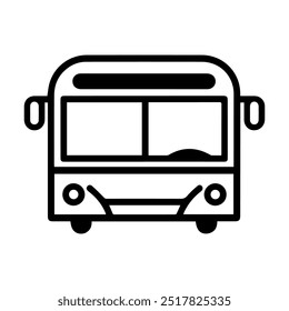 bus icon or modern line symbol. Vector line art and icon design with bold outline. Black and white Pixel Perfect minimalistic symbol isolated white background. Silhouette simple thin sign