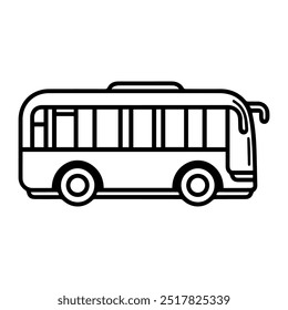 bus icon or modern line symbol. Vector line art and icon design with bold outline. Black and white Pixel Perfect minimalistic symbol isolated white background. Silhouette simple thin sign