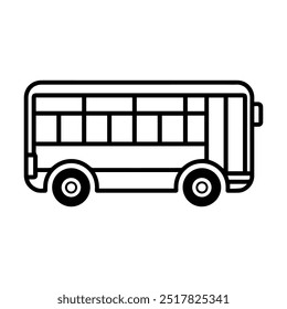 bus icon or modern line symbol. Vector line art and icon design with bold outline. Black and white Pixel Perfect minimalistic symbol isolated white background. Silhouette simple thin sign