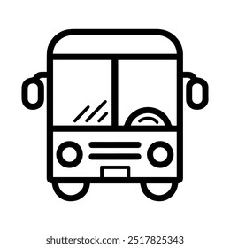 bus icon or modern line symbol. Vector line art and icon design with bold outline. Black and white Pixel Perfect minimalistic symbol isolated white background. Silhouette simple thin sign